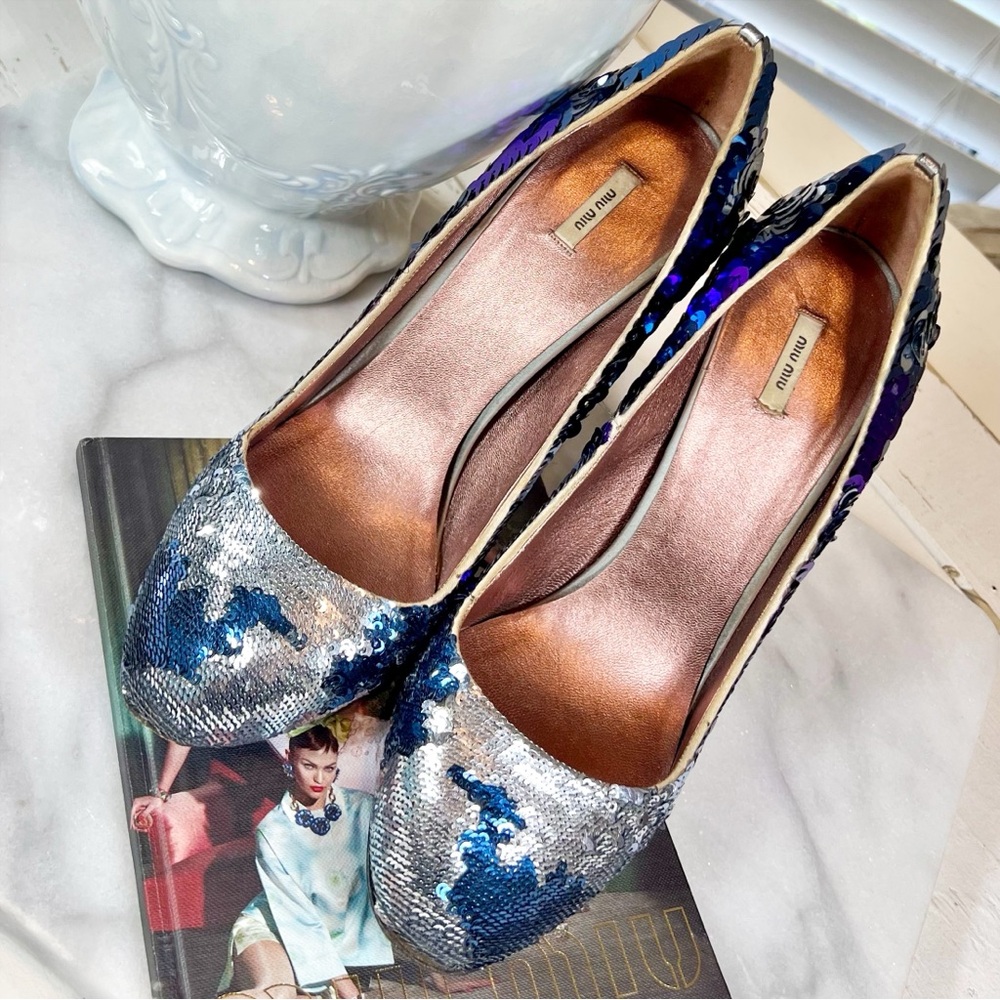 Miu Miu Multicolor Sequin Round Toe Pumps - image 3